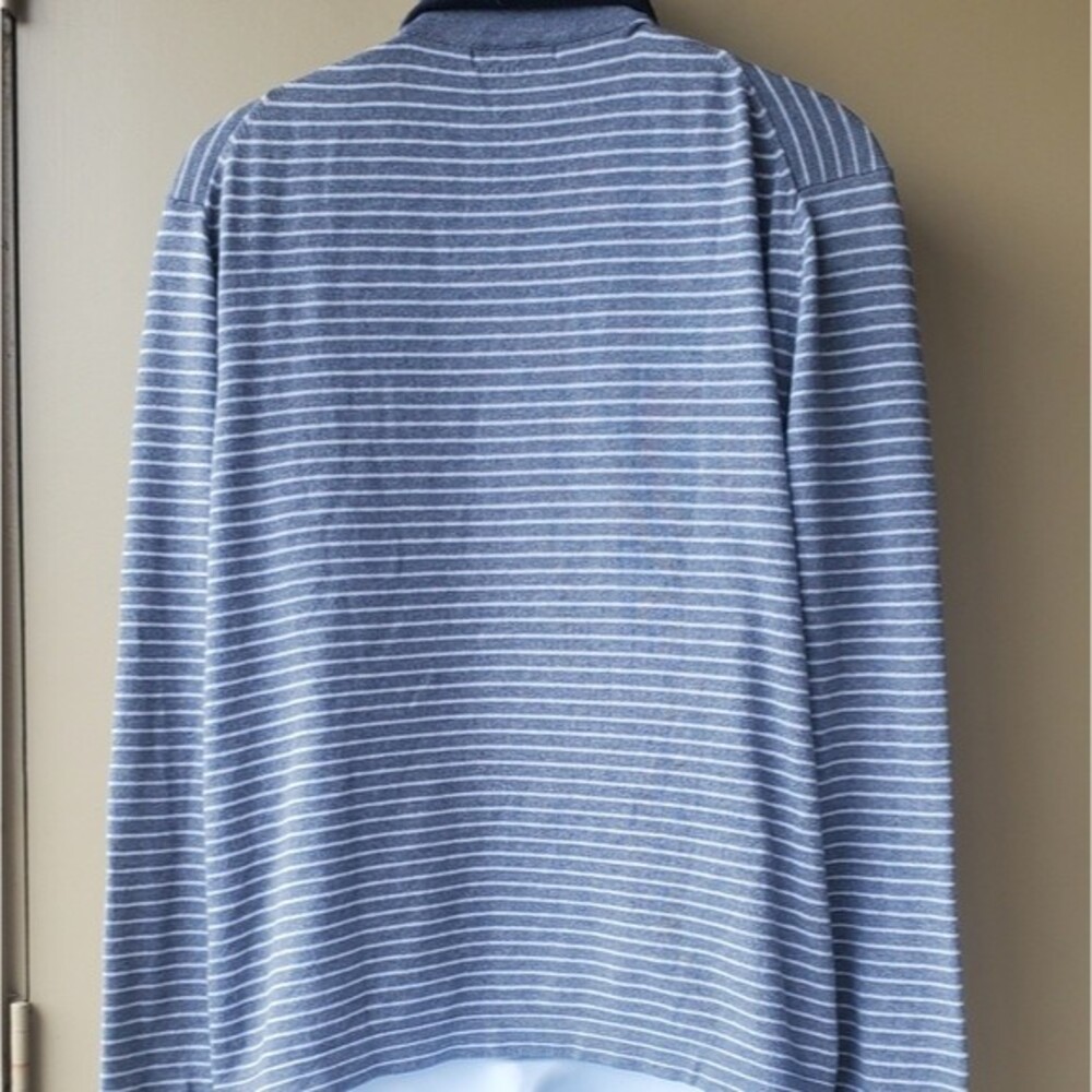 Banana Republic Mens Blue Striped 1/4 Zip Mens Pima Cotton Long Sleeve Sweater - Picture 5 of 10